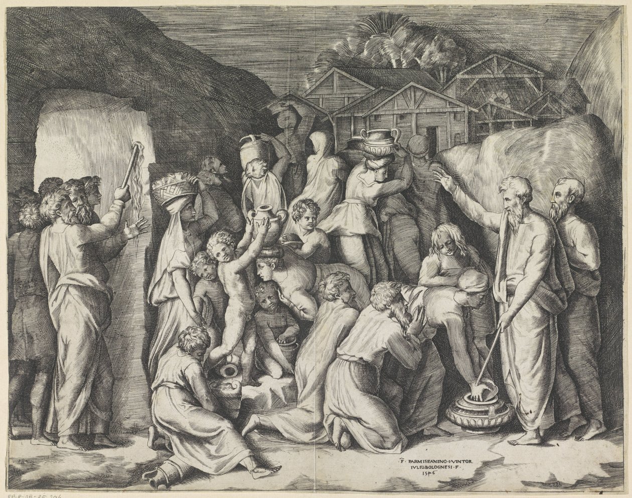 Moses Commands the Israelites to Gather Manna and Moses Strikes Water from the Rock by Giulio Bonasone