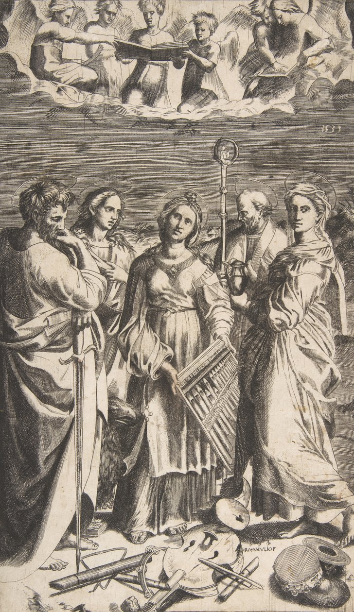 Saint Cecilia Standing in the Centre Accompanied by Saint Paul, the Magdalene, Saint John, 1531 by Giulio Bonasone
