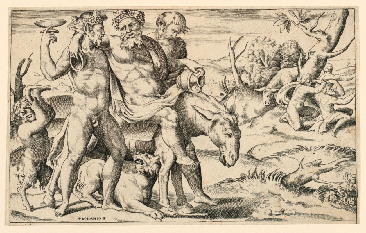 Silenus Riding on an Ass by Giulio Bonasone