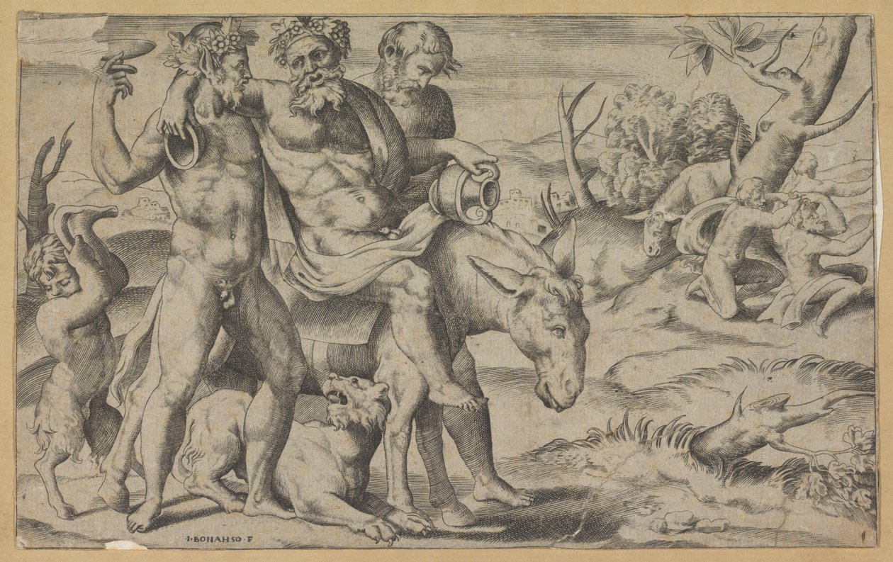 Silenus Riding a Donkey by Giulio Bonasone