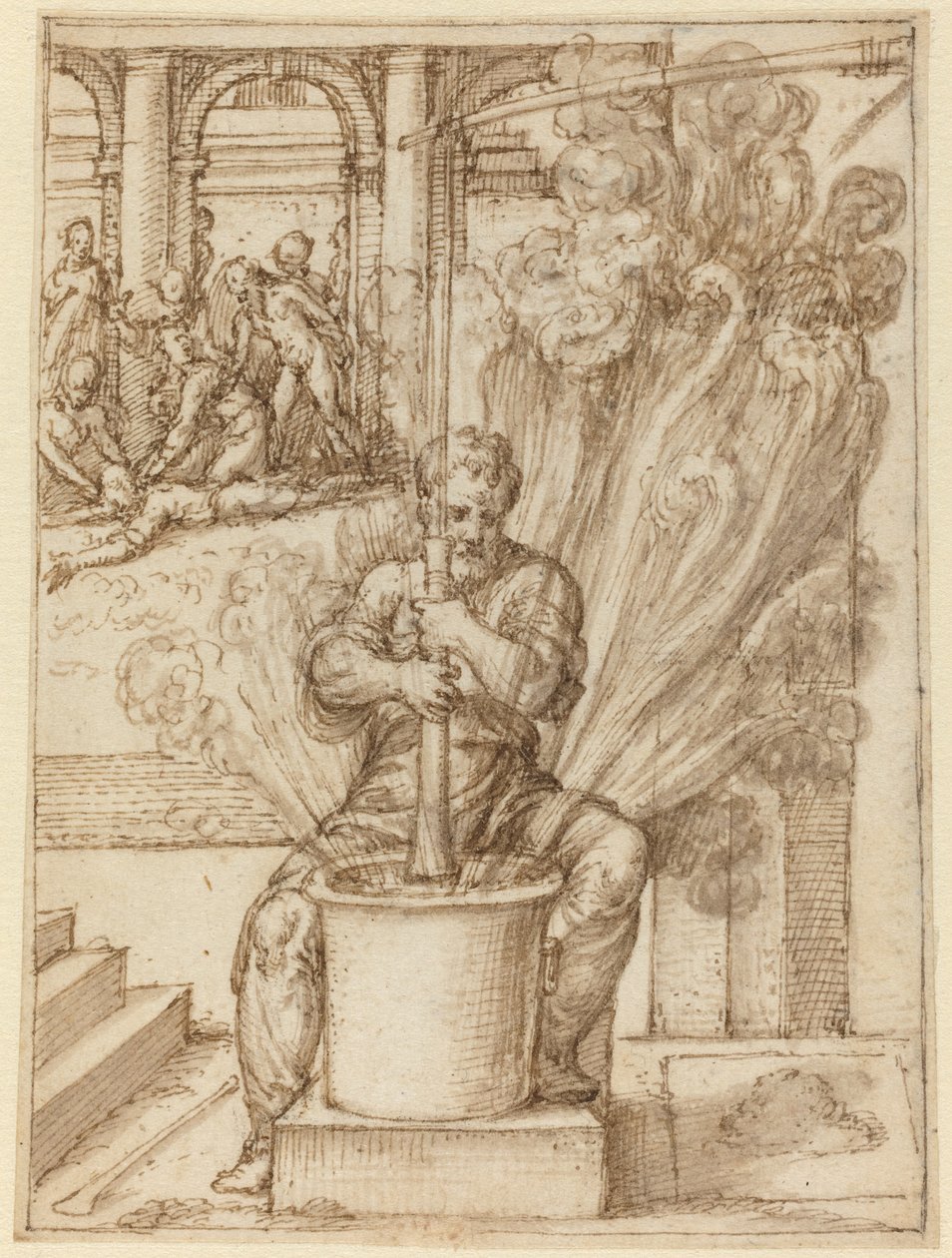 Study for Man Making an Explosion by Giulio Bonasone