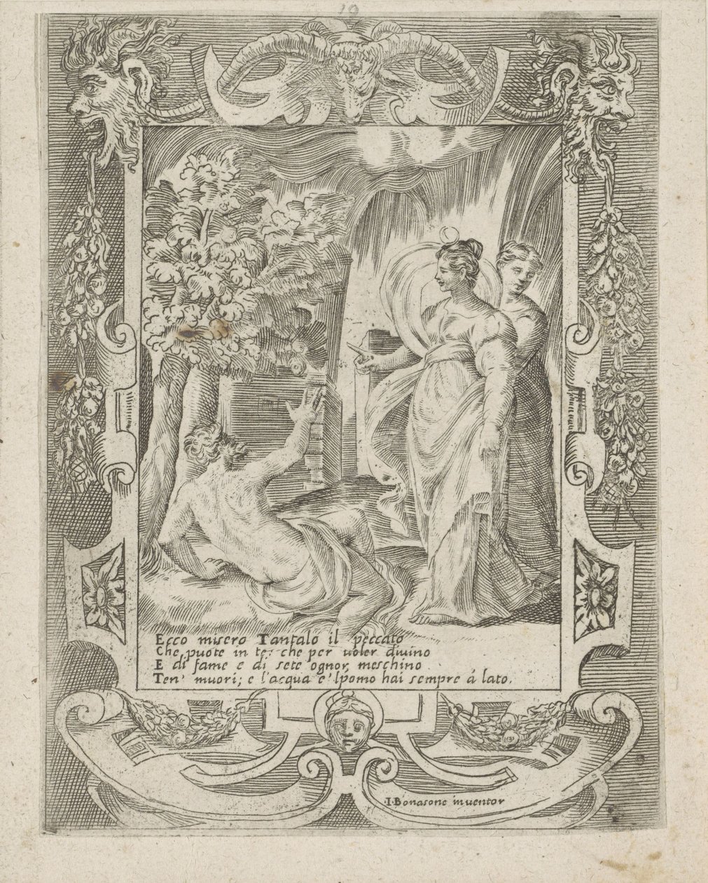 Tantalus Speaking to Diana by Giulio Bonasone