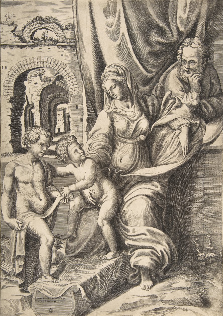 The Holy Family and the infant John the Baptist by Giulio Bonasone