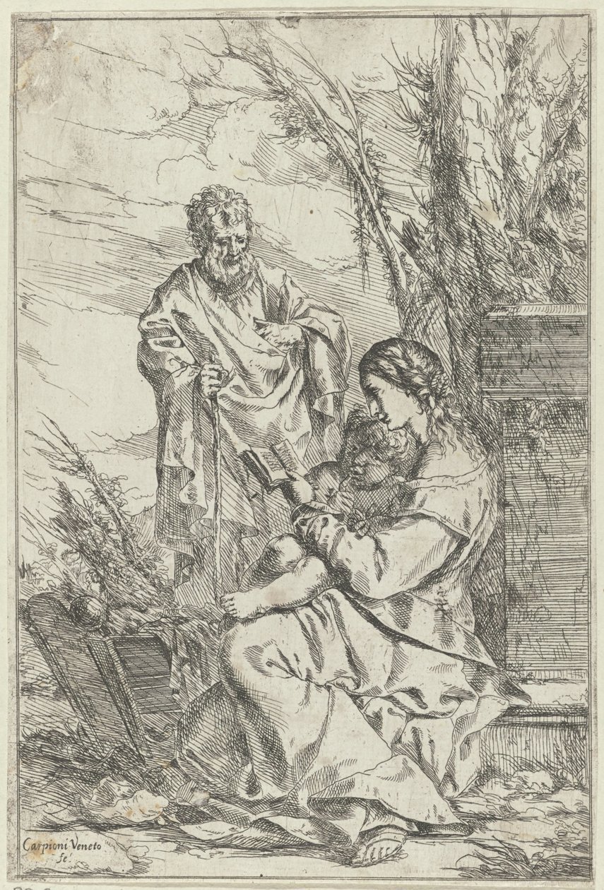 Holy Family with Mary Reading by Giulio Carpioni (I)