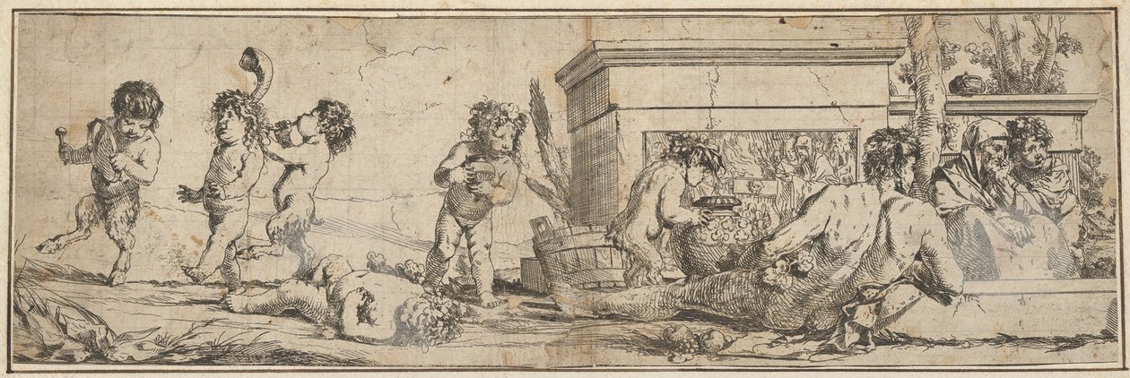 Bacchanal with Infant Satyrs and Putti by Giulio Carpioni