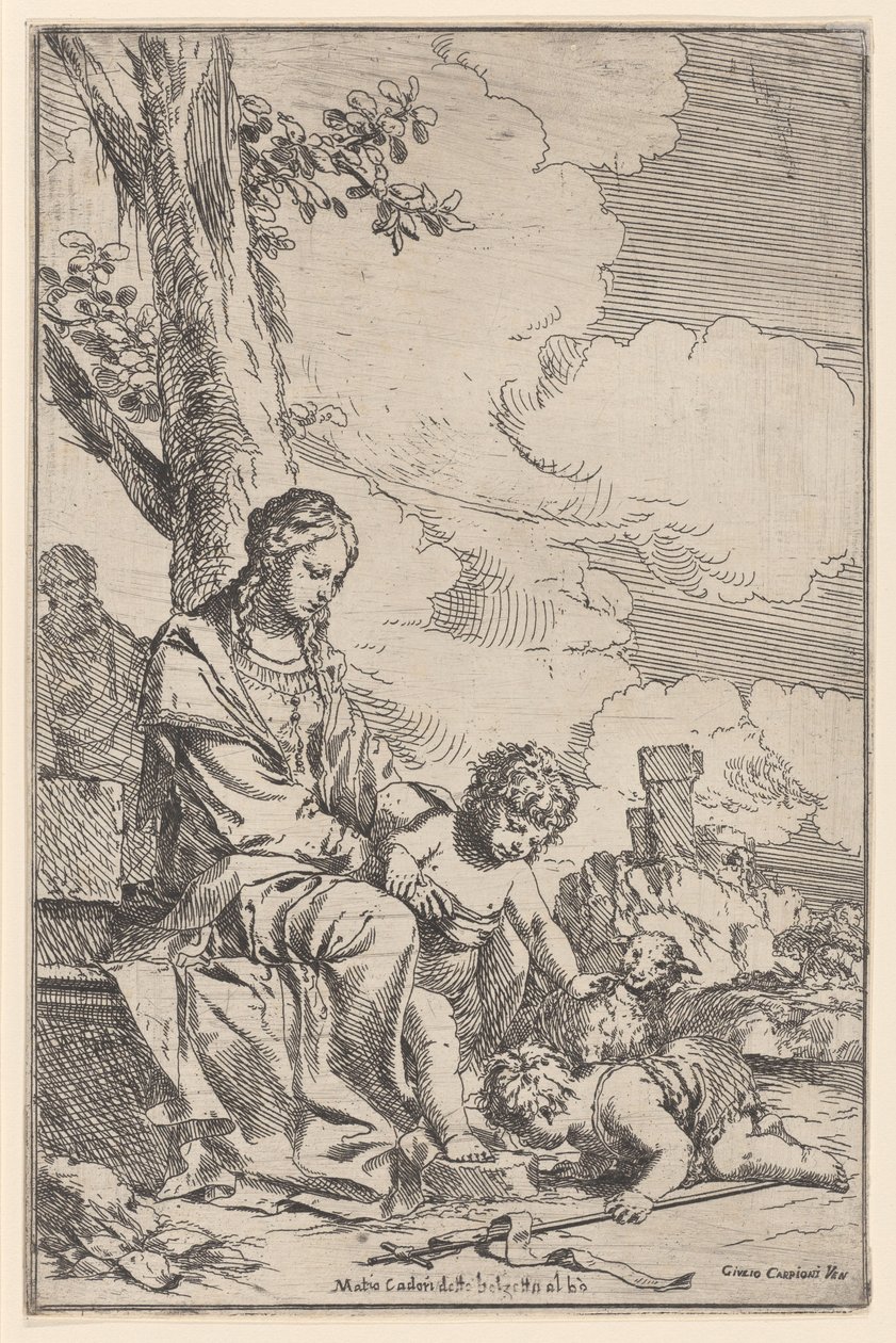 The Holy Family with the infant Saint John kissing Christ