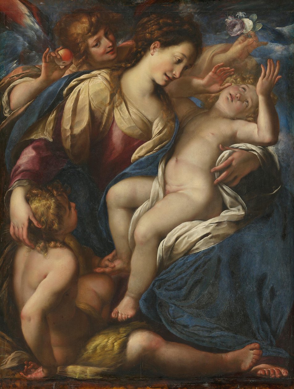 Mary with Child, the Young John, and an Angel by Giulio Cesare Procaccini