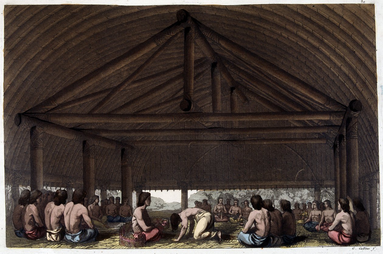 On the island of Friends (Tonga), King Pulaho drinks the Kava - in The Old and Modern Costume by Dr. Jules Ferrario, ed. Milan by Giulio Ferrario