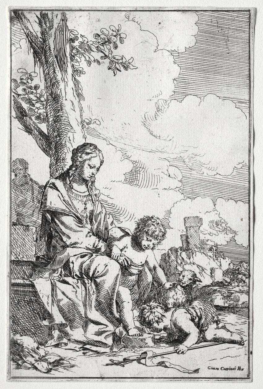 Holy Family with the Infant St. John by Giulio I Carpioni