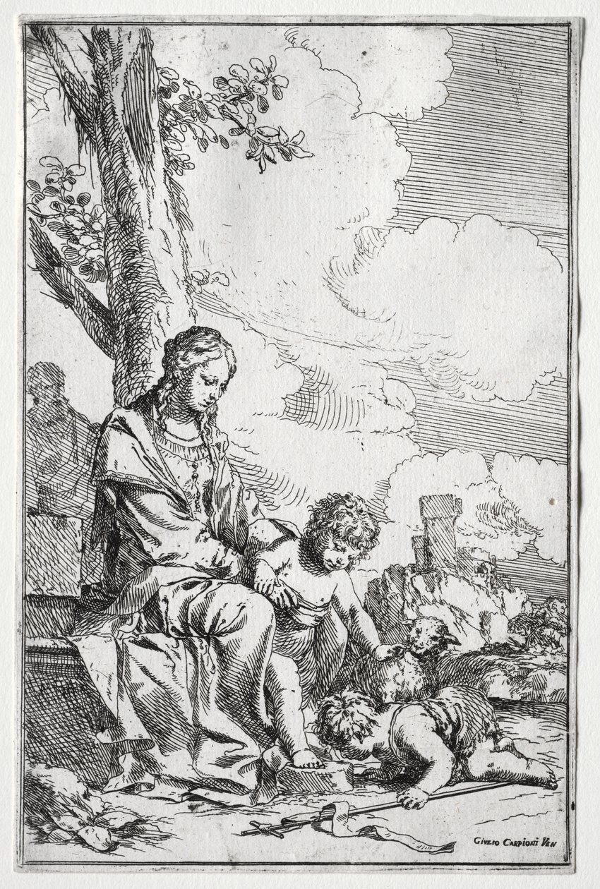 Holy Family with the Infant St. John by Giulio I Carpioni