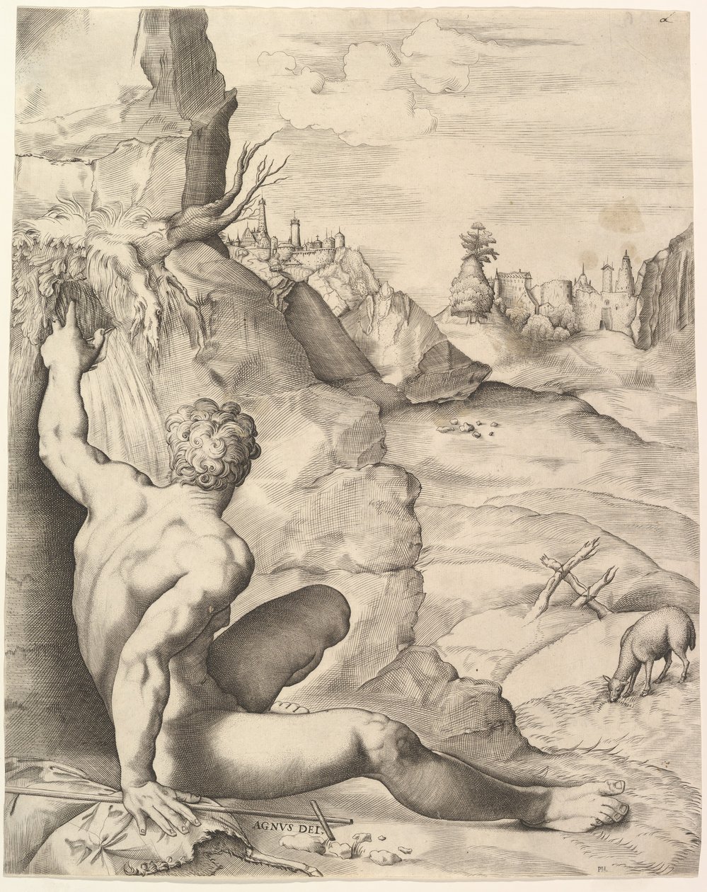 John the Baptist in the Wilderness, ca. 1545-1555 by Giulio Sanuto