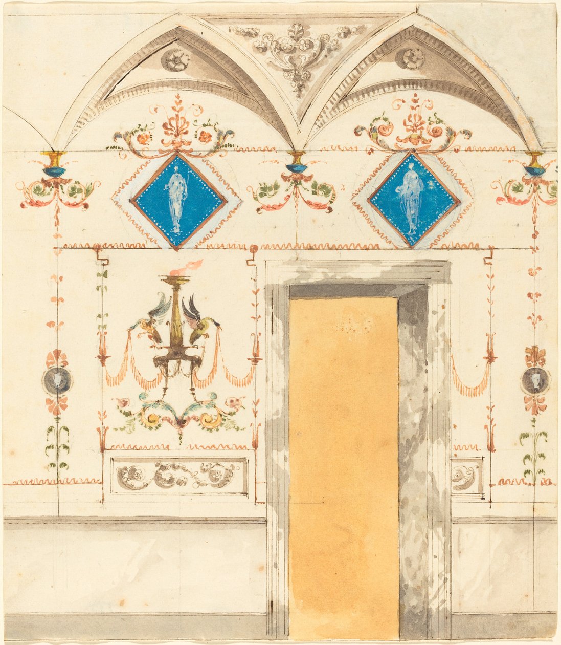 Pompeiian Wall Decoration by Giuseppe Bernardino Bison