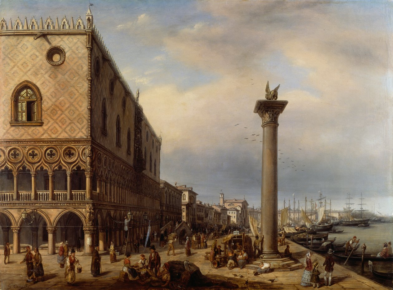 Riva degli Schiavoni (Walkway) in Venice by Giuseppe Canella