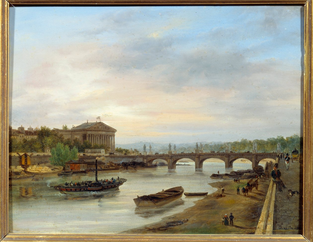 The Palais Bourbon and the Pont Louis XVI (Pont de la Concorde) seen from the Quai des Tuileries in Paris by Giuseppe Canella