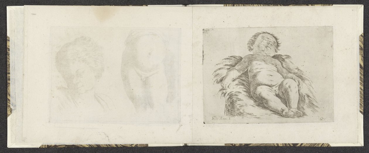 Lying naked baby by Giuseppe Maria Mitelli