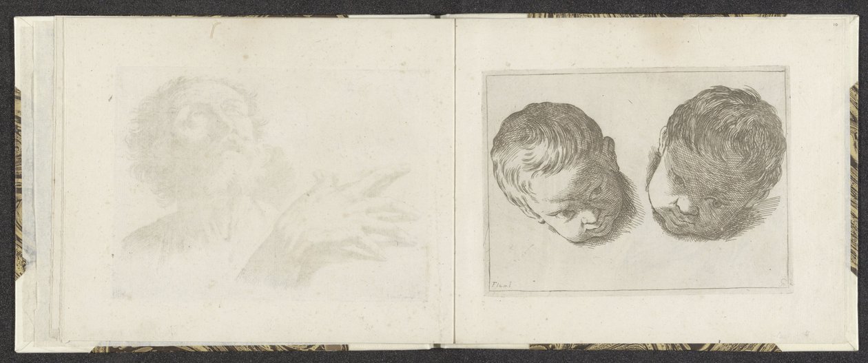 Two Heads of Young Children by Giuseppe Maria Mitelli