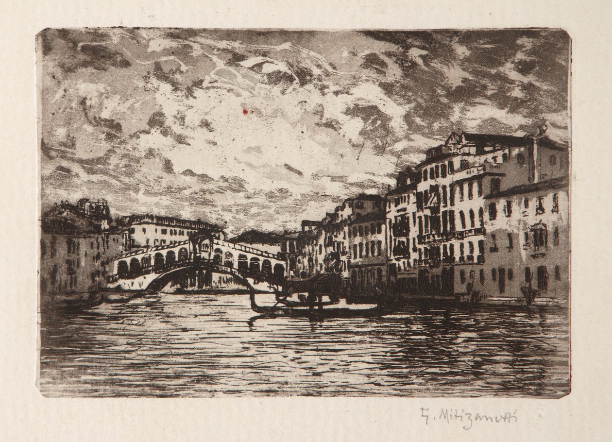 The Rialto Bridge in Venice by Giuseppe Miti Zanetti