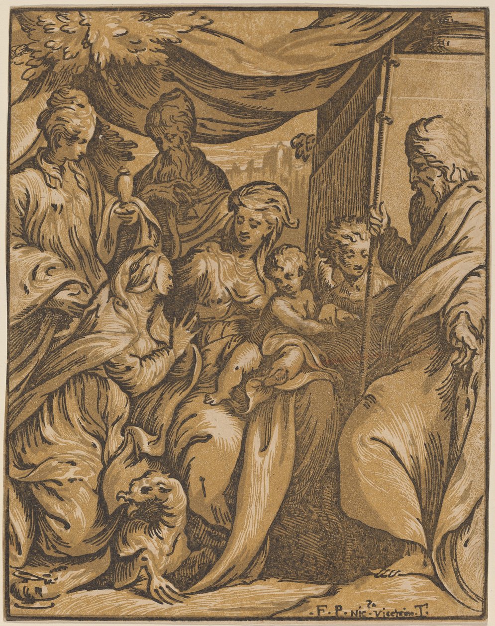 The Virgin and Child with Saints by Giuseppe Nicolo Vicentino, after Camillo Boccaccino