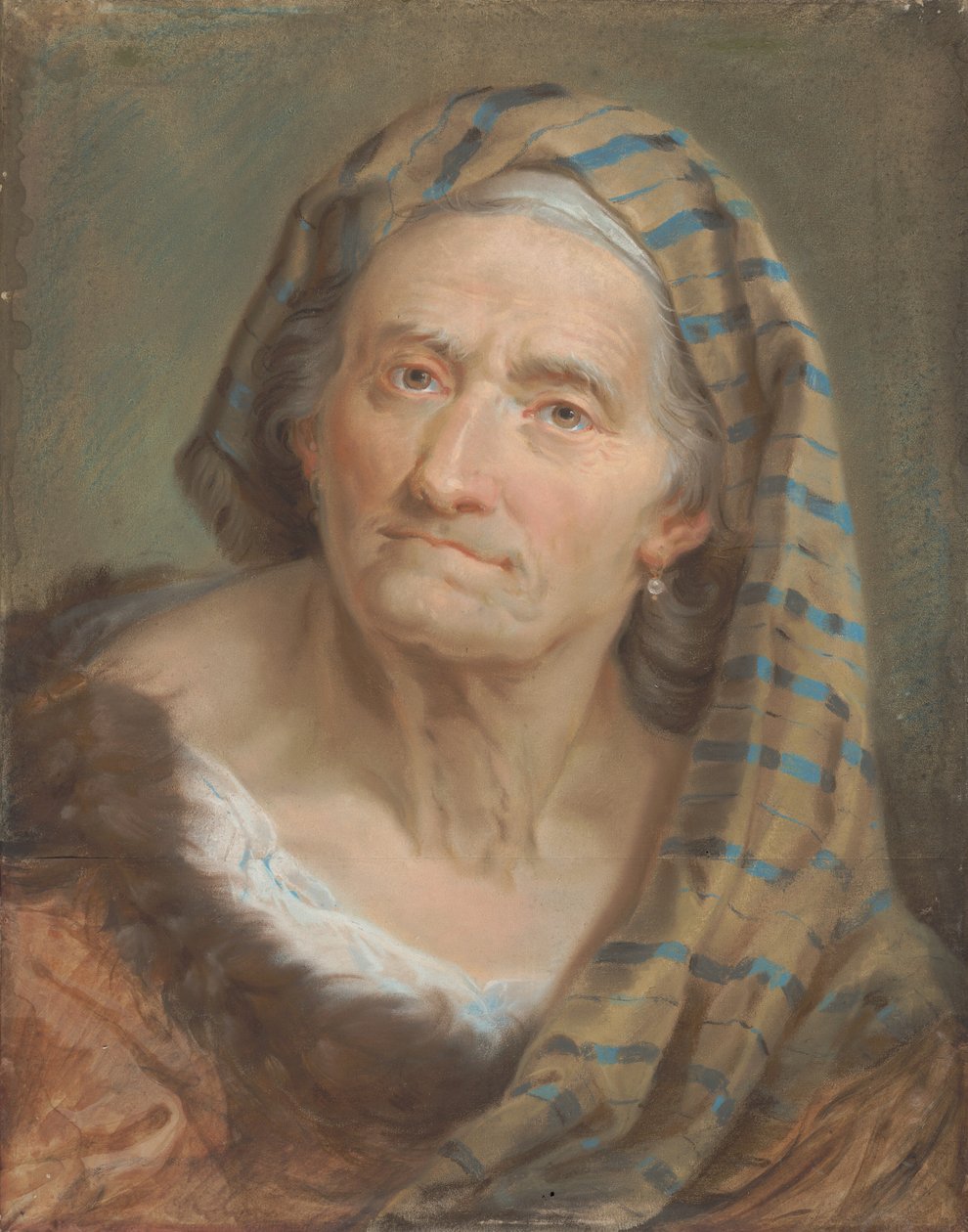 An Elderly Woman in a Striped Shawl by Giuseppe Nogari