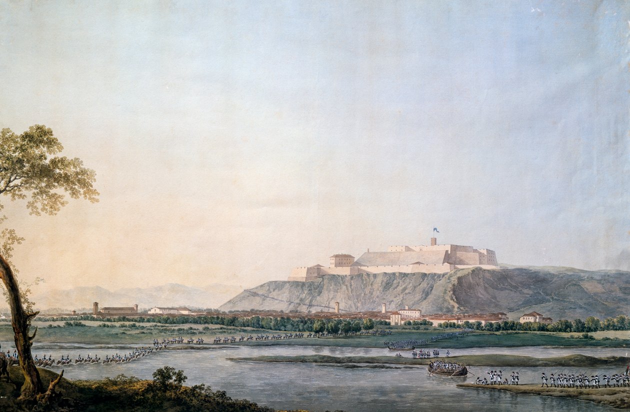 French army crosses Scrivia, Napoleonic wars by Giuseppe Pietro Bagetti