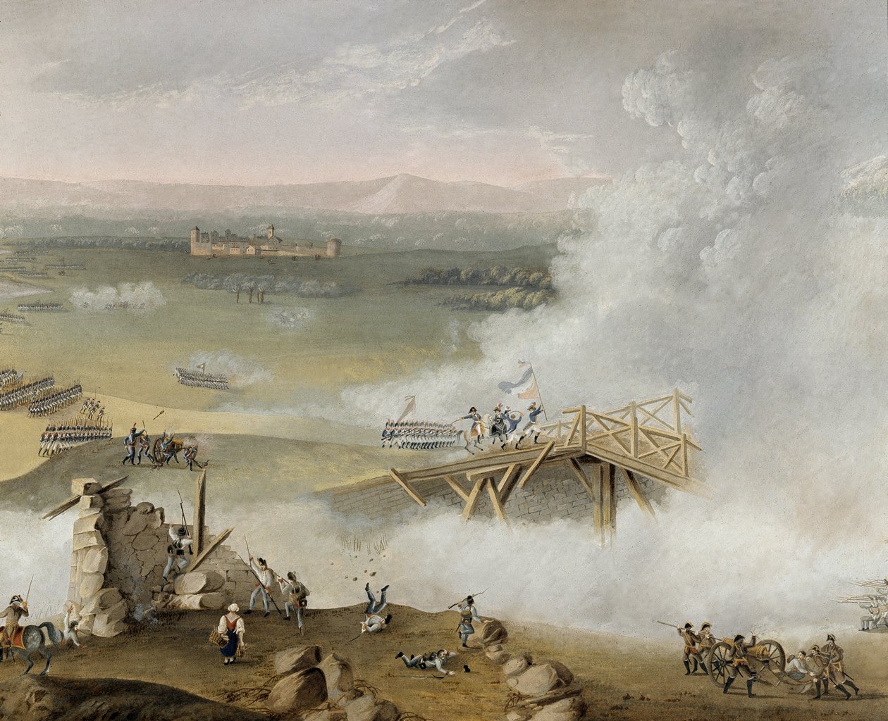 The Battle of the Bridge of Arcole, near Verona by Giuseppe Pietro Bagetti