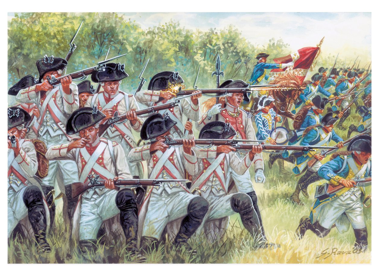 American Revolutionary War: french regiments fighting with americans (illustration by Giuseppe Rava) by Giuseppe Rava