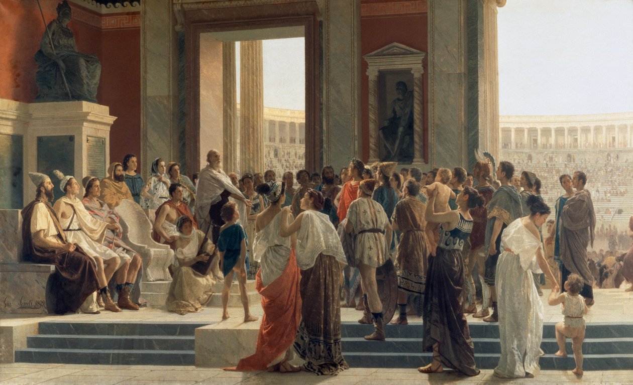 Pindar celebrating winner in Olympic Games by Giuseppe Sciuti