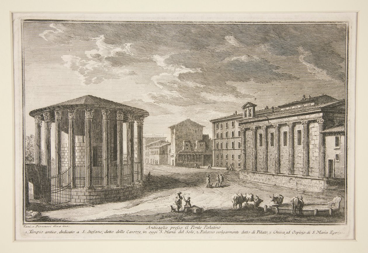 Ruins near the Ponte Palatino by Giuseppe Vasi