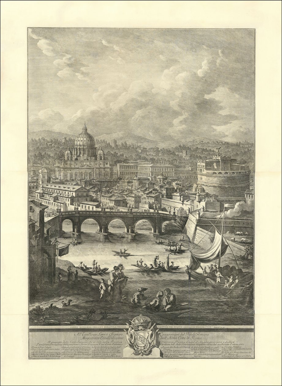 The Prospect of the Leonine City, Seen with the Vatican Basilica, Bridge, and Castel S. Angelo by Giuseppe Vasi