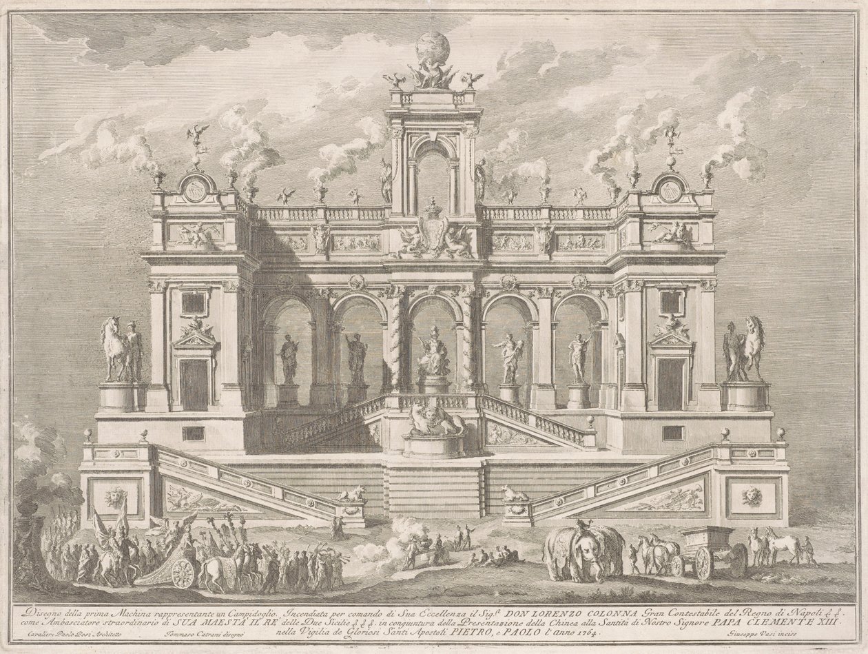 The First Machine for the Chinea of 1764: A Capitol Building by Giuseppe Vasi, after Tommaso Catrani, after Paolo Posi