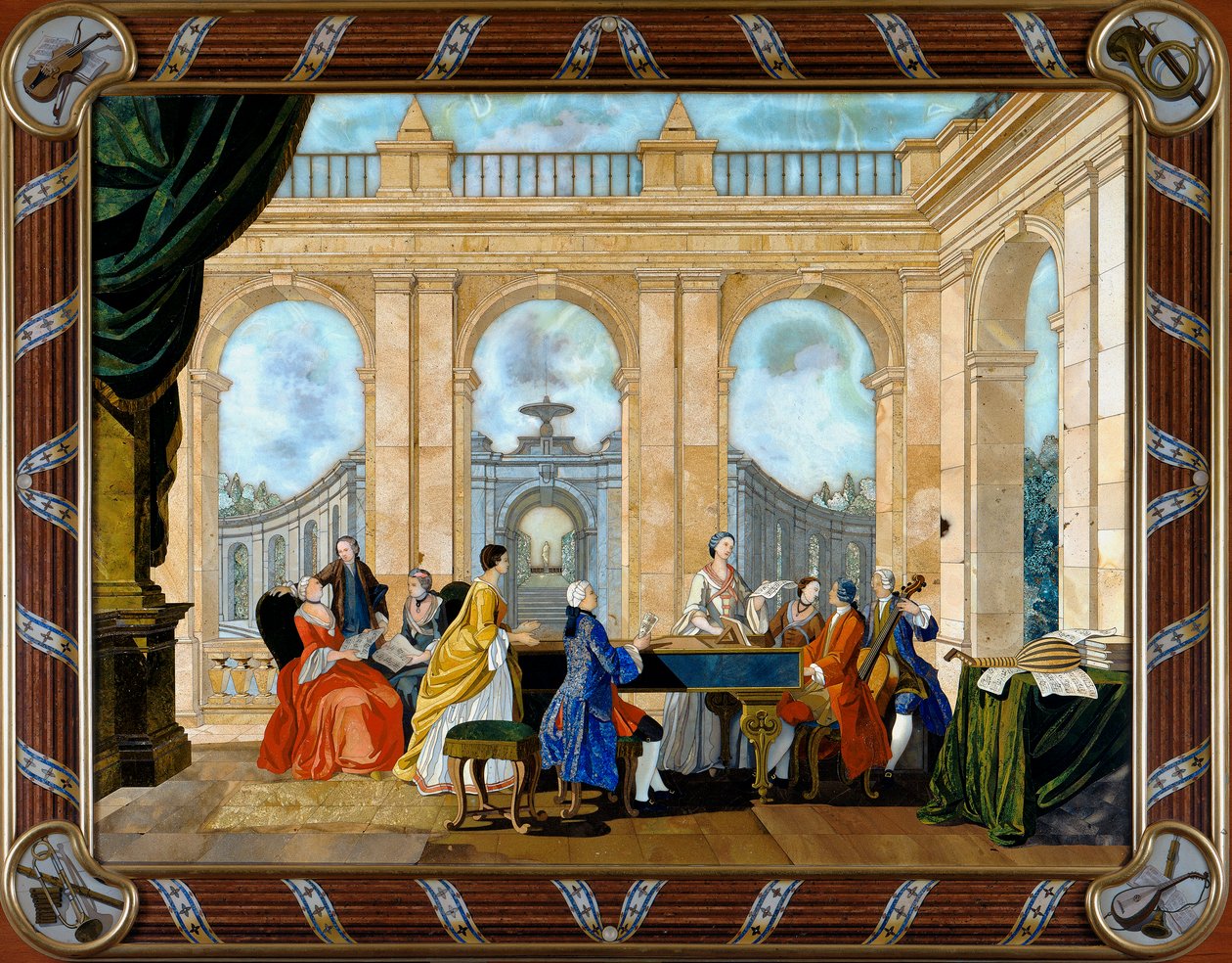 Panel in Pietre Dure Inlay Depicting Music by Giuseppe Zocchi