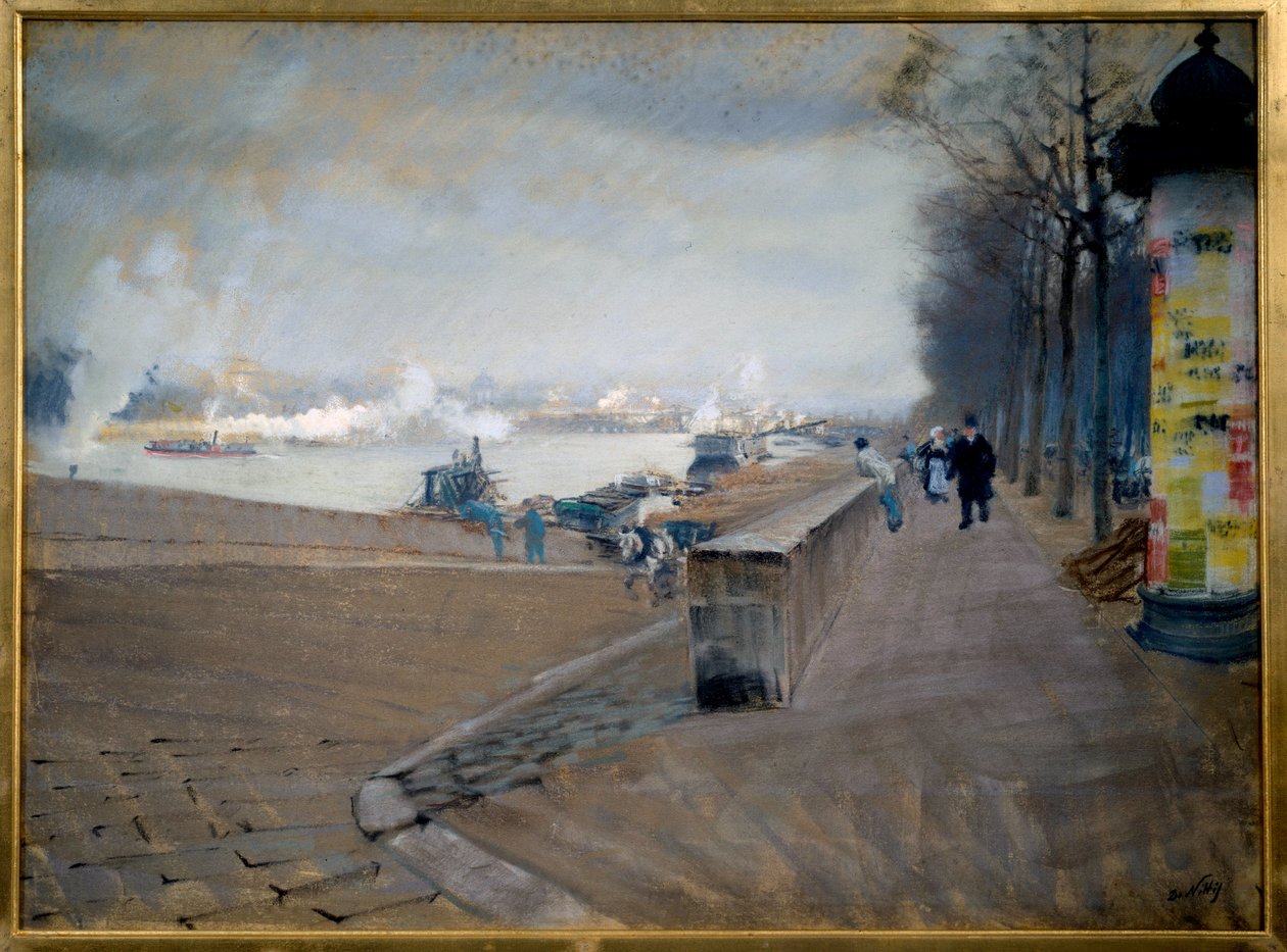 La Seine in Paris by Giuseppe or Joseph de Nittis
