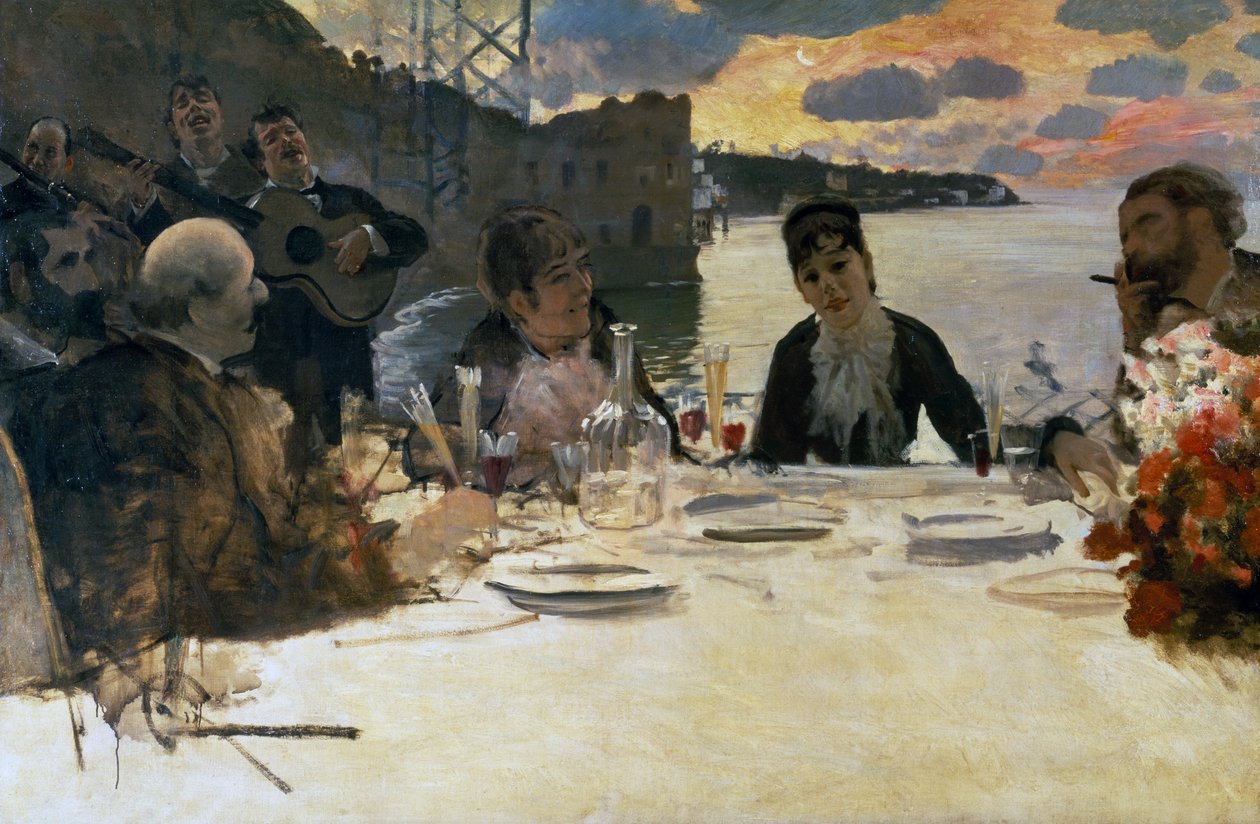 Lunch at Posillipo by Giuseppe or Joseph de Nittis