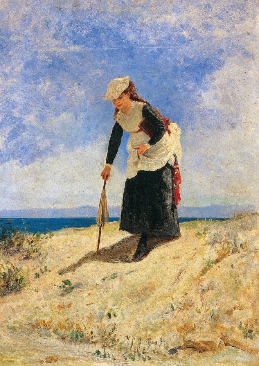 Woman in sand, circa 1875, by Giuseppe de Nittis by Giuseppe or Joseph de Nittis
