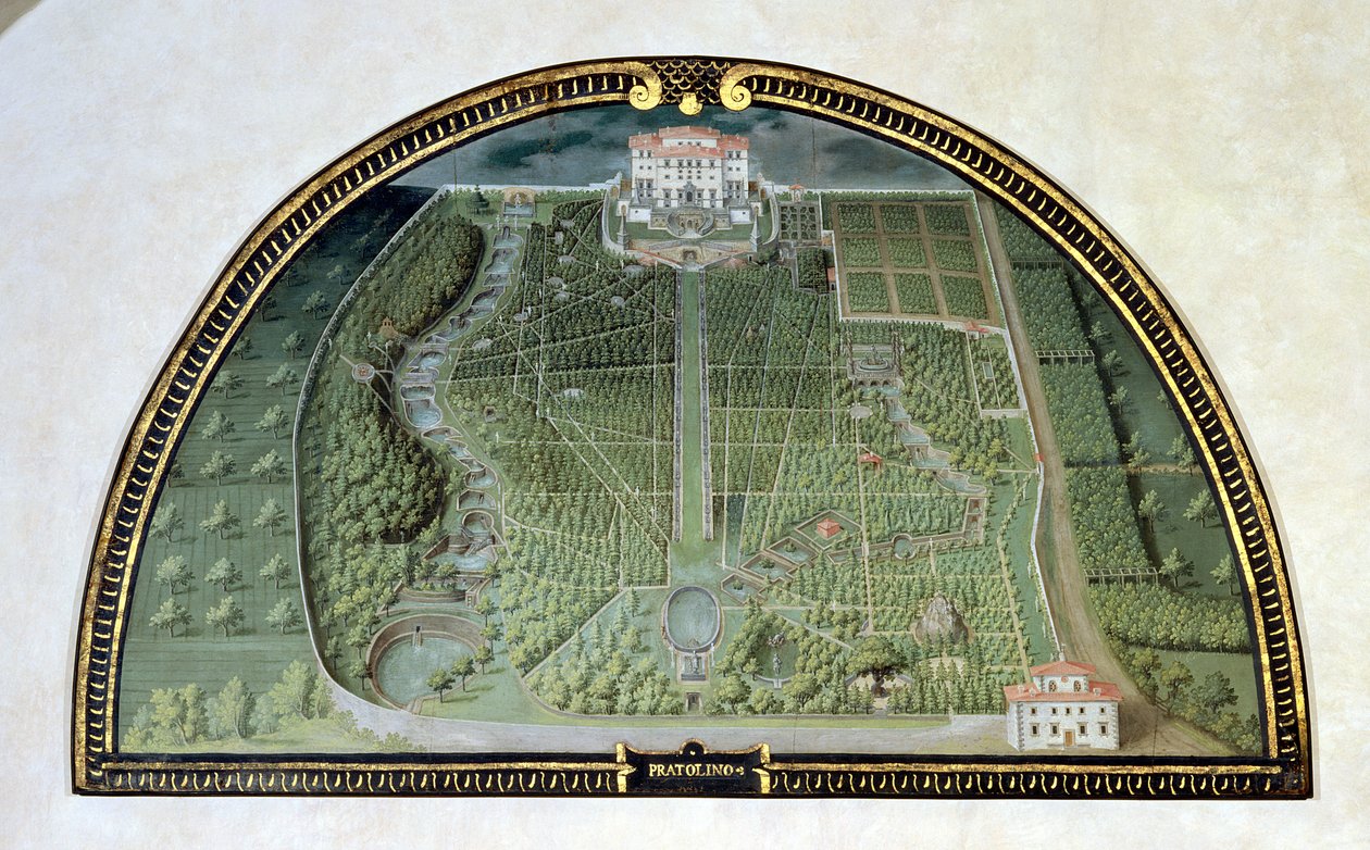 Villa Pratolino (Demidoff) from a Series of Lunettes Depicting Views of the Medici Villas, 1599 by Giusto Utens