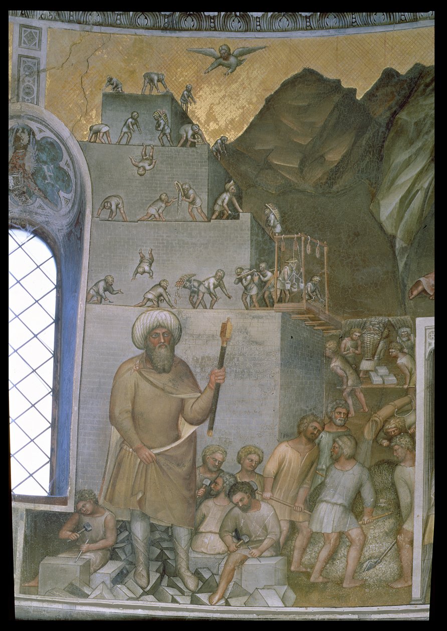 Construction of the Tower of Babel, 1360-70 by Giusto di Giovanni de Menabuoi
