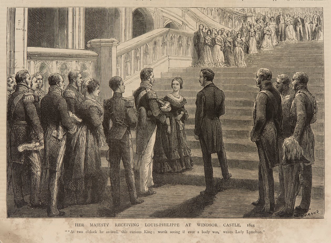 Queen Victoria receiving King Louis Philippe at Windsor Castle by Godefroy Durand