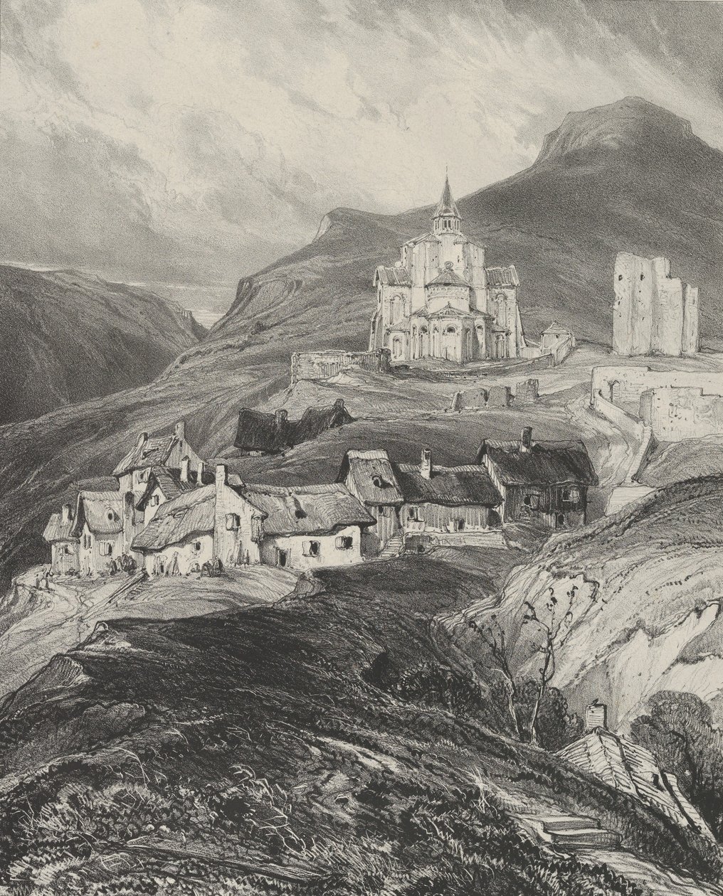 Exterior Apse of the Church of Saint-Nectaire, 1831 by Godefroy Engelmann