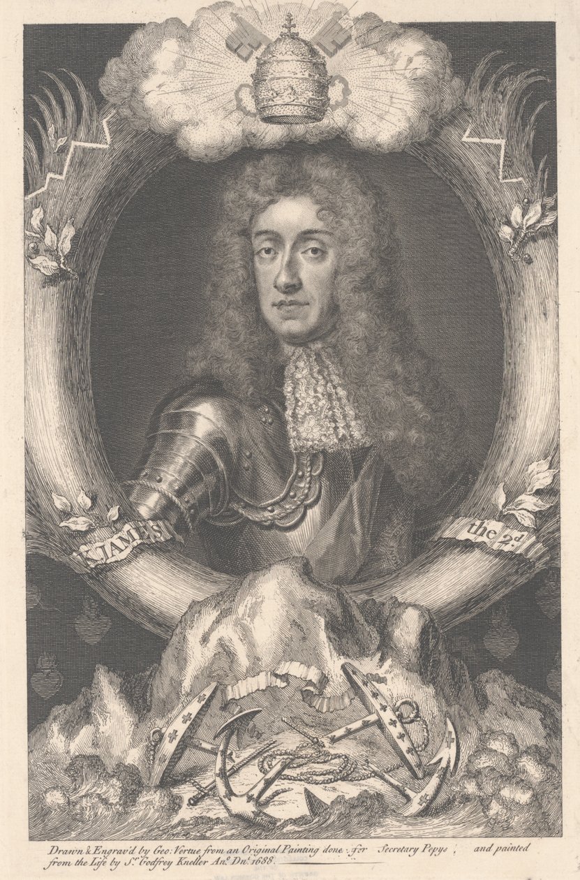 James II, engraved by George Vertue, 1688 by Godfrey Kneller