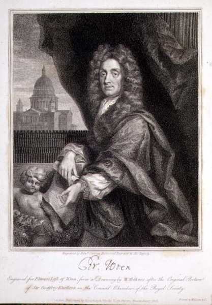Portrait of Christopher Wren engraved for Elme