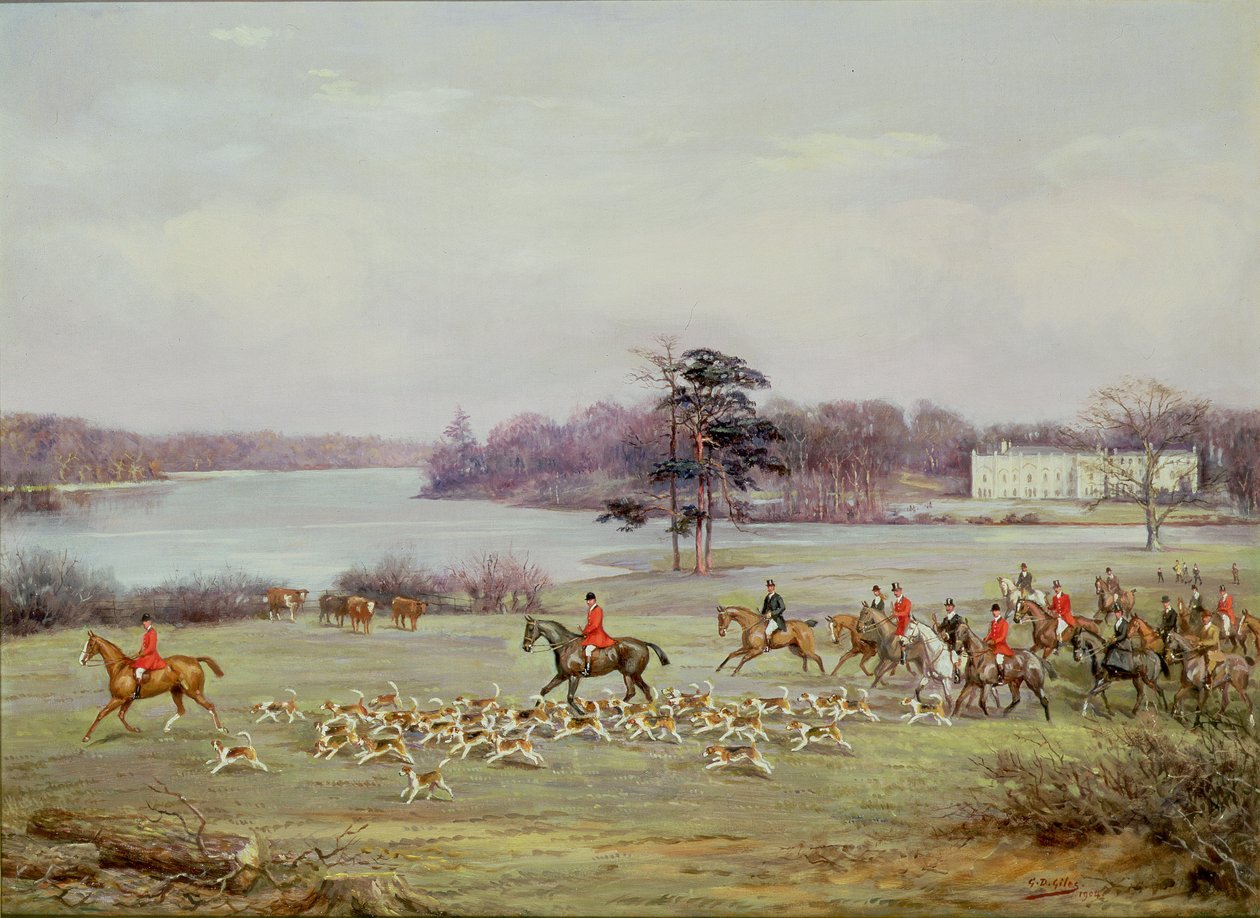 The South Cheshire Hunt in Combermere Park, 1904 by Godfrey Douglas Giles