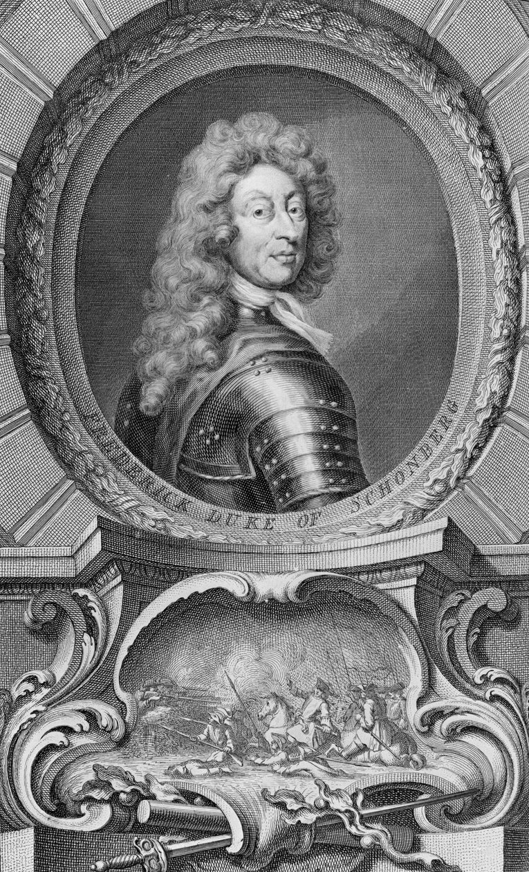 Frederick, Duke of Schomberg (1615-90) engraved by Jacobus Houbraken (1698-1780) by Godfrey Kneller