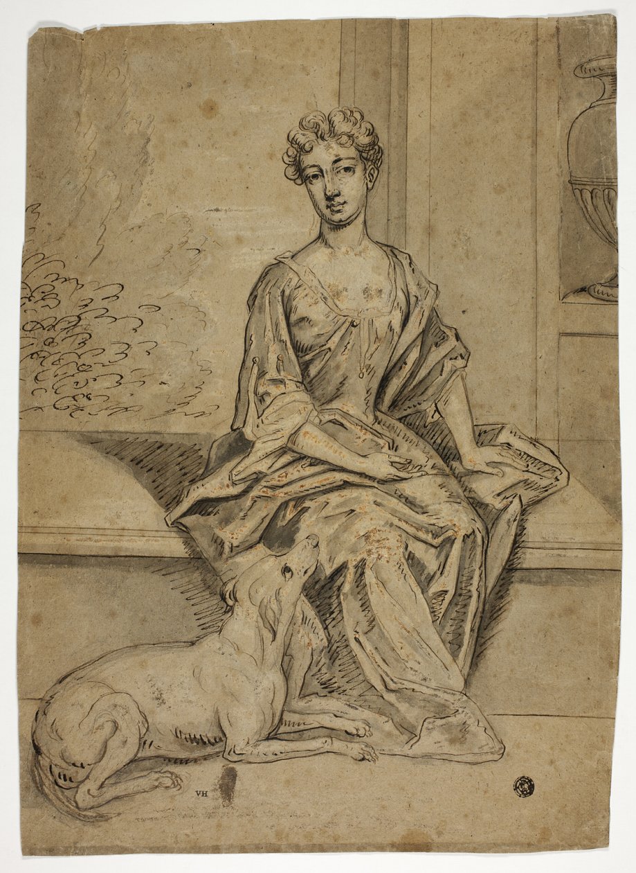 Portrait of Court Lady with Mastiff by Godfrey Kneller