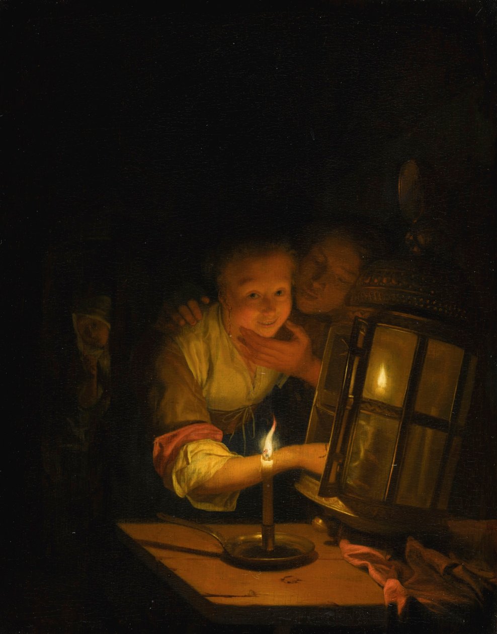 An Amorous Couple Caught Lighting a Lantern by Godfried Schalcken