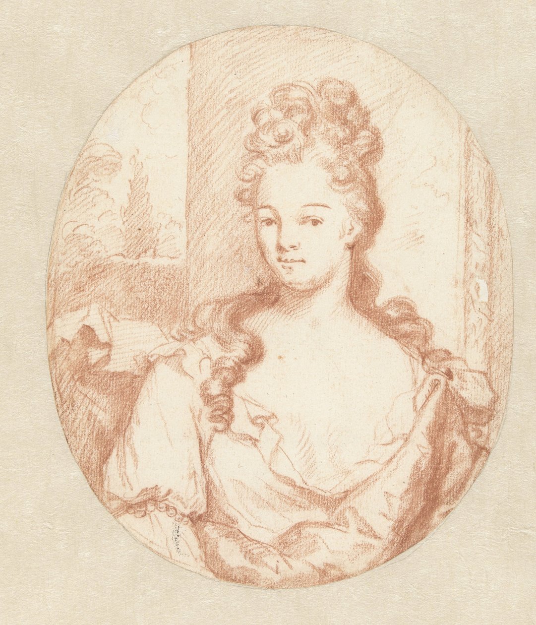 Portrait of an Unknown Young Woman, in Oval by Godfried Schalcken