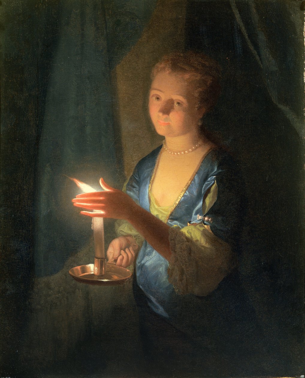 A Lady holding a Candle by Godfried Schalcken