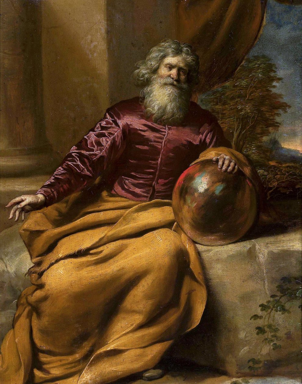 Old man with a sphere (Archimedes?) by Gonzales Coques