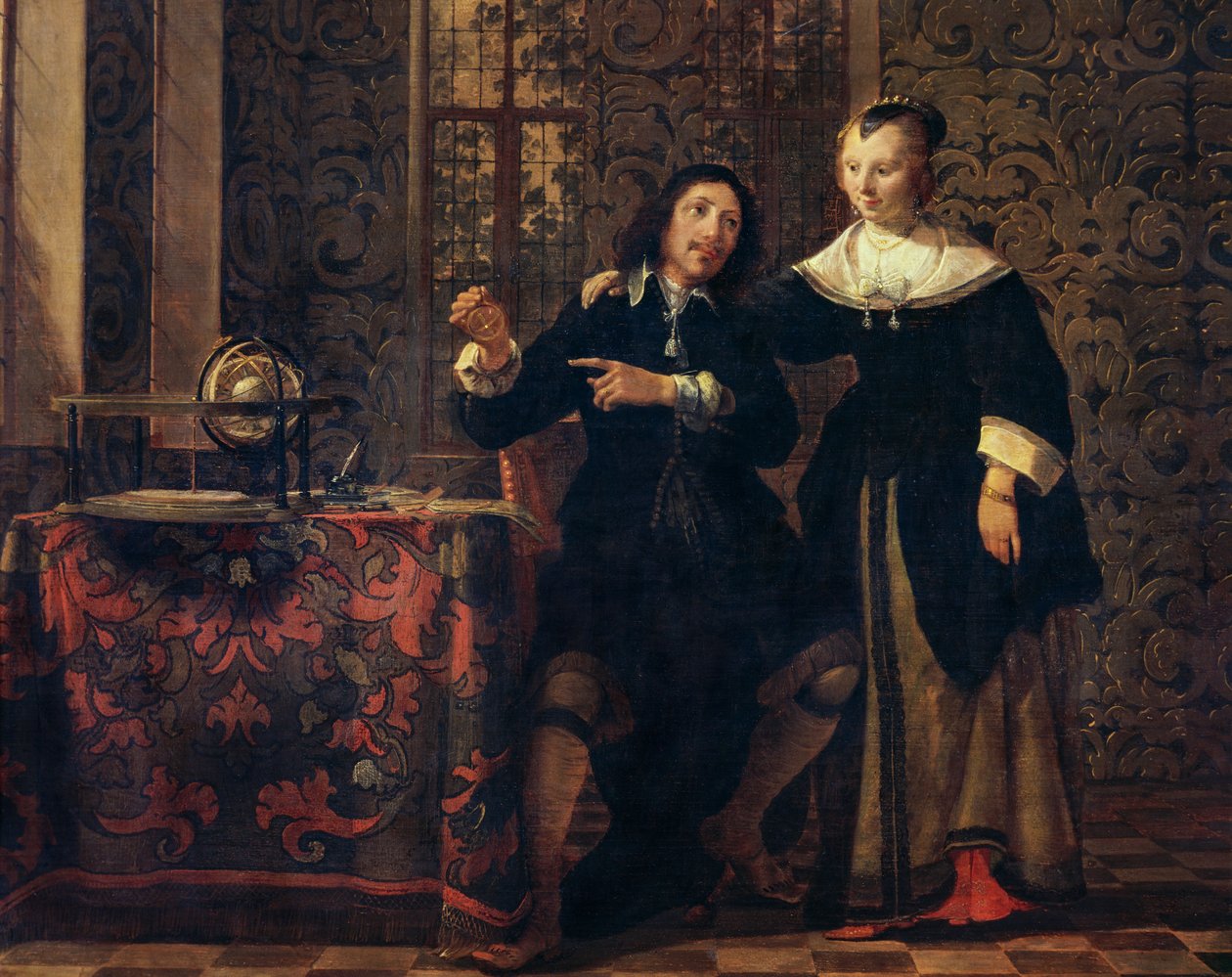 The astronomer and his wife by Gonzales Coques