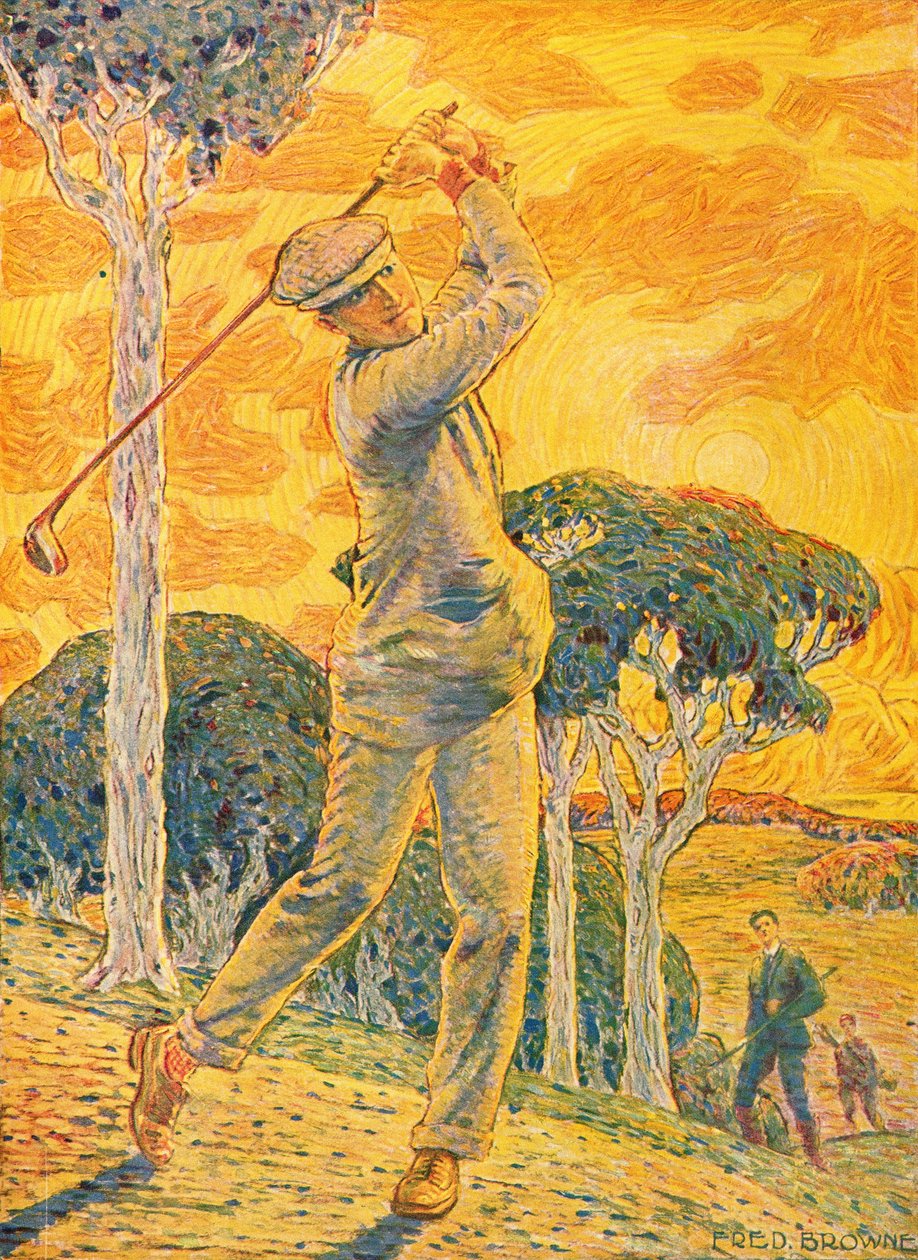 Golf, cover illustration for Vie au Grand Air, 15th September 1919 by Gordon Frederick Browne