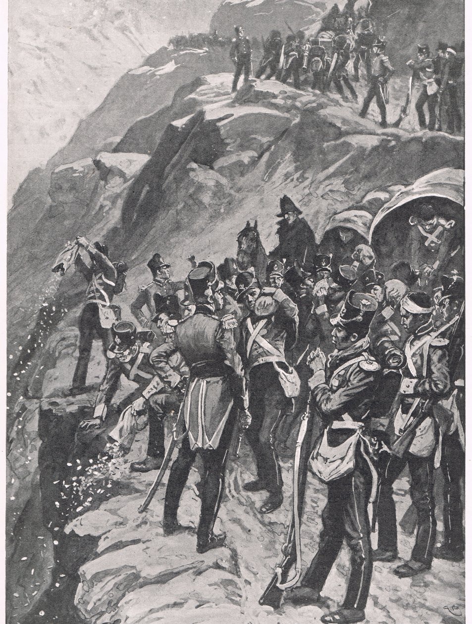 The Retreat to Corunna: Hurling the Silver down the Mountainside, illustration from 